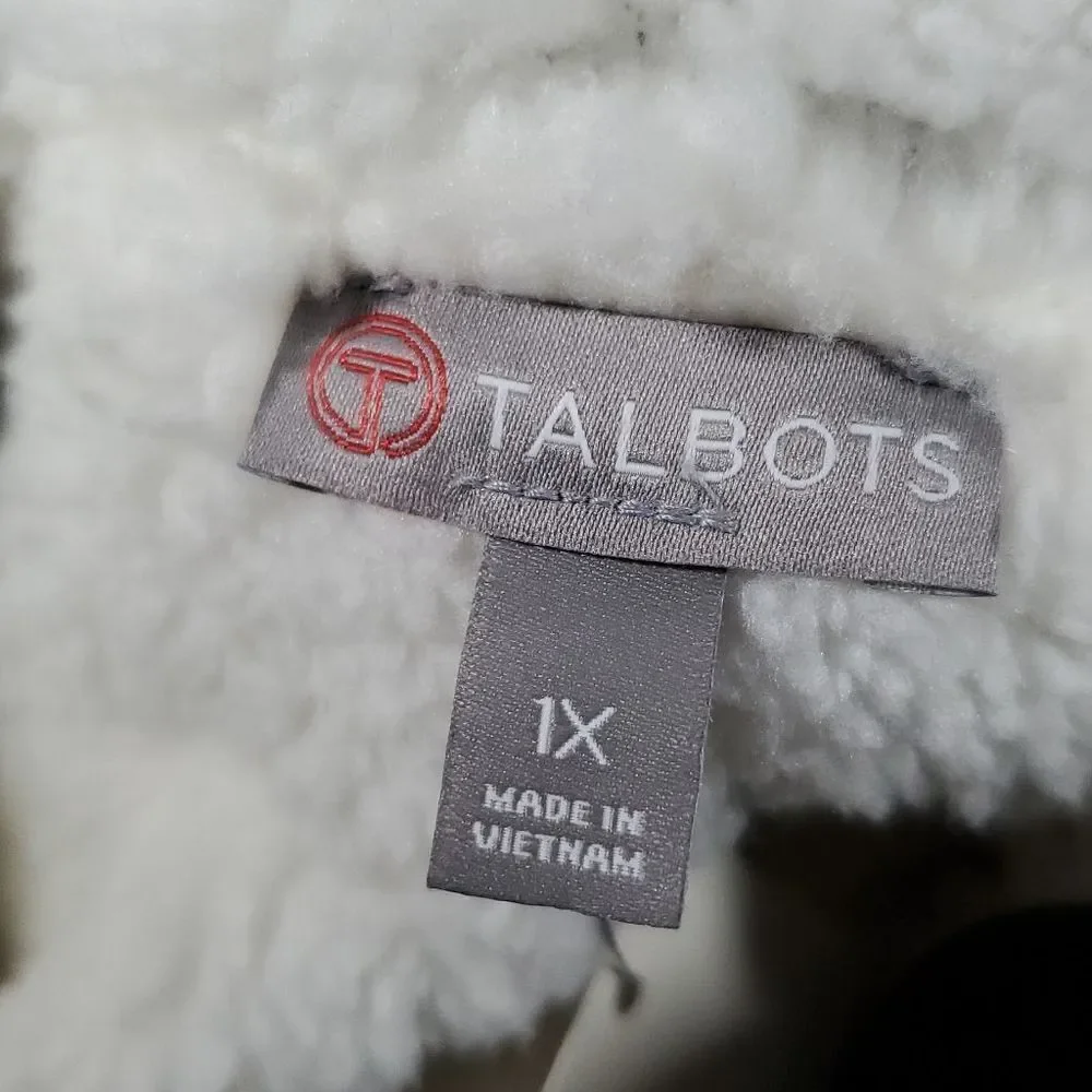 NWT Talbots Navy Blue Zip Vest. Sherpa Lines, Quilted side panes and back yolk. - Picture 10 of 12